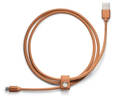 Кожаный кабель USB Volvo Leather Charger Cable Android MicroUSB, Toscana brown