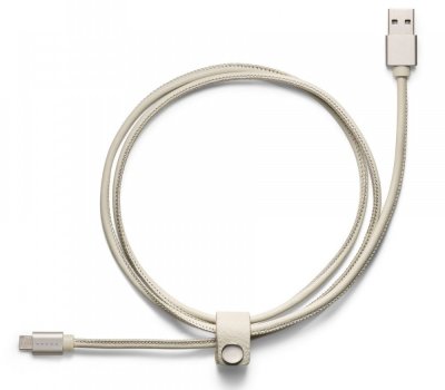 Кожаный кабель USB Volvo Leather Charger Cable Android MicroUSB, Blonde