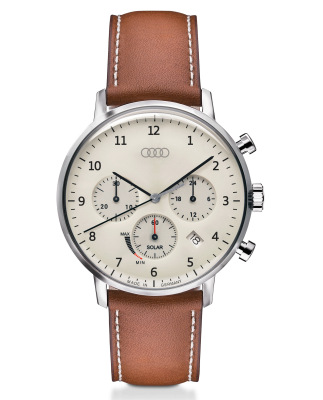 Мужские наручные часы хронограф Audi Chronograph Solar-powered, Mens, beige/brown