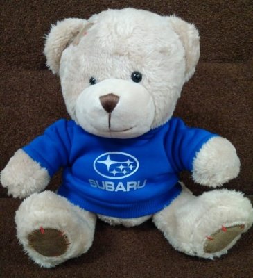 Мягкая игрушка медвежонок Subaru Plush Toy Teddy Bear, Beige/Blue
