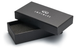 Кожаный брелок Infiniti Logo Keychain, Metall/Leather Saffiano 2, Black/Silver, артикул FKBLRTINB