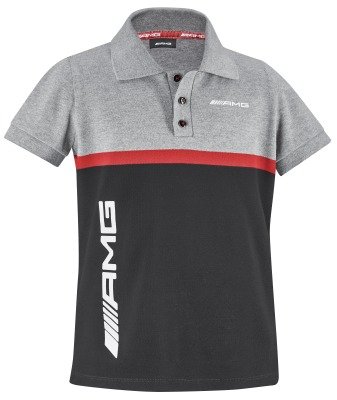 Детская рубашка-поло Mercedes-AMG Children's Polo Shirt, black/grey/red