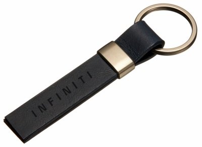 Кожаный брелок Infiniti Logo Keychain, Metall/Leather Saffiano 2, Blue/Silver