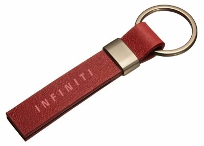 Кожаный брелок Infiniti Logo Keychain, Metall/Leather Saffiano 2, Red/Silver