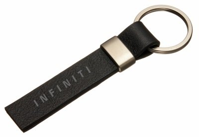 Кожаный брелок Infiniti Logo Keychain, Metall/Leather Saffiano 2, Black/Silver