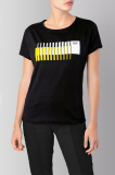 Женская футболка MINI T-Shirt 3-D Stripes Wing Logo, Women’s, Black/Energetic Yellow/White, артикул 80145A0A772