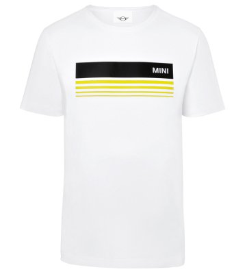 Мужская футболка MINI 3-D Stripes Wordmark T-Shirt Men’s, White/Energetic Yellow/Black