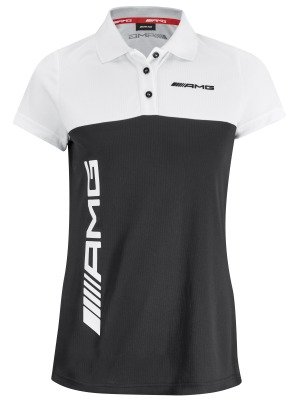 Женская рубашка-поло Mercedes-AMG Ladies Polo Shirt, MY21, Black/White/Red