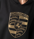 Женская толстовка с капюшоном Porsche Hoodie, Women's, Essential, Black/Gold, артикул WAP7250XS0NPOR