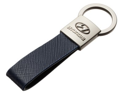 Кожаный брелок Hyundai Logo Keychain, Metall/Leather, Blue/Silver