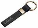 Кожаный брелок Lada Logo Keychain, Metall/Leather Saffiano 2, Black/Silver