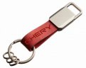 Кожаный брелок Chery Logo Keychain, Metall/Leather, Red/Silver