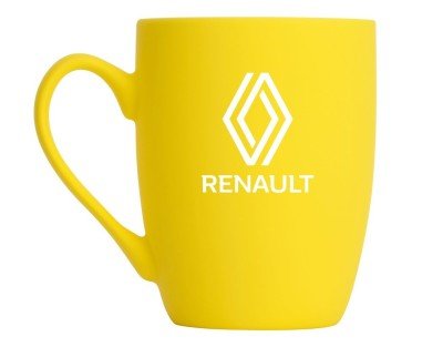 Фарфоровая кружка Renault Logo Mug, Soft-touch, 360ml, Yellow/White