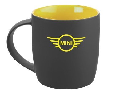 Фарфоровая кружка MINI Wing Logo Mug, Soft-touch, 350ml, Grey/Yellow