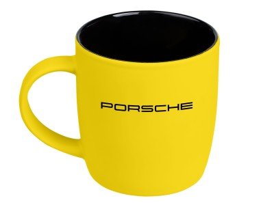 Фарфоровая кружка Porsche Wordmark Logo Mug, Soft-touch, 350ml, Yellow/Black