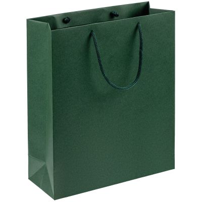 Бумажный подарочный пакет, зеленый, размер: 23 х 28 х 9,2 см.