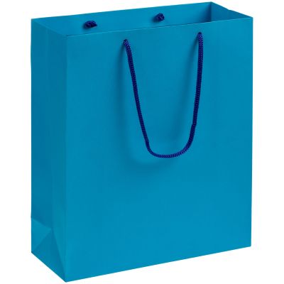 Бумажный подарочный пакет, голубой, размер: 23 х 28 х 9,2 см.