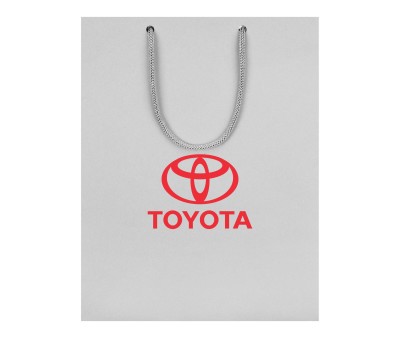 Бумажный подарочный пакет Toyota, серый, размер M: 23 х 28 х 9,2 см.