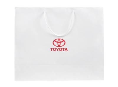Бумажный подарочный пакет Toyota, белый, размер L: 42 х 34,5 х 15 см.