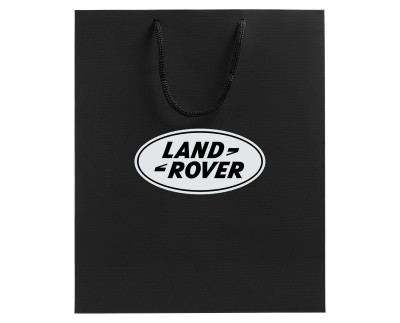 Бумажный подарочный пакет Land Rover, черный, размер M: 23 х 28 х 9,2 см.