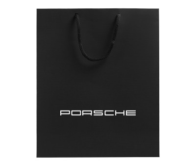 Бумажный подарочный пакет Porsche, черный, размер M: 23 х 28 х 9,2 см.