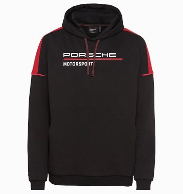 Мужская толстовка Porsche Men's Plush Hoodie - Motorsport Fanwear, Black/Red