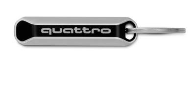 Металлический брелок с карабином Audi quattro Key ring, black/silver, NM