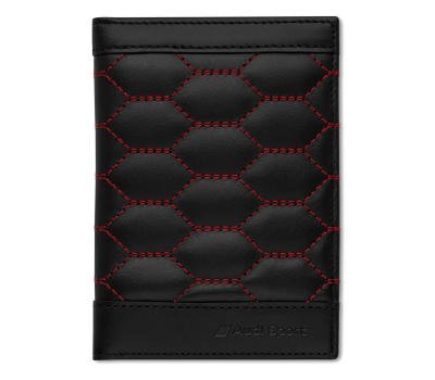 Кожаная обложка для автодокументов Audi Sport Car Document Wallet Leather, black-red