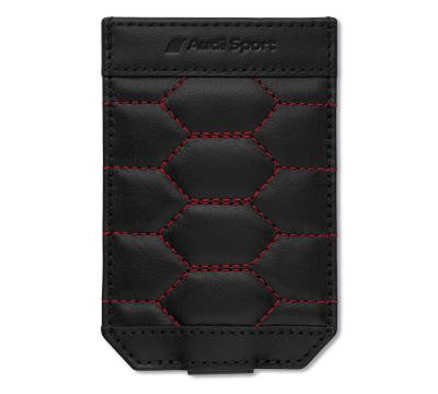 Кожаный футляр для ключей Audi Sport Car Key Case Leather, black / red