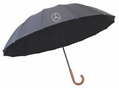 Большой зонт-трость Mercedes-Benz Stick Umbrella, Wooden Handle, Black