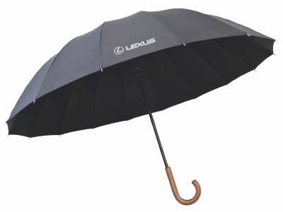 Большой зонт-трость Lexus Stick Umbrella, Wooden Handle, Black