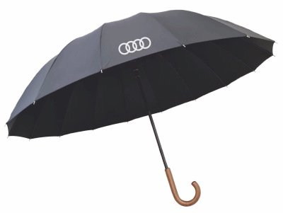 Большой зонт-трость Audi Stick Umbrella, Wooden Handle, Black