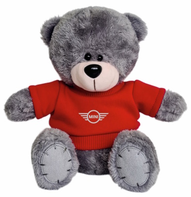 Плюшевый медведь MINI Plush Toy Bear, Grey/Red