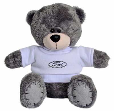Мягкая игрушка медвежонок Ford Plush Toy Teddy Bear, Grey/White