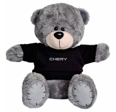Плюшевый мишка Chery Plush Toy Teddy Bear, Grey/Black
