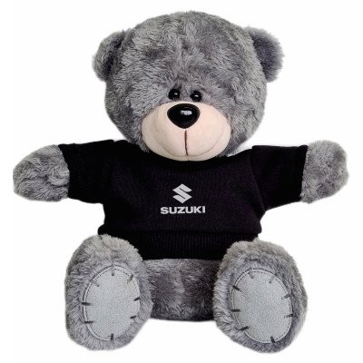 Плюшевый мишка Suzuki Plush Toy Teddy Bear, Grey/Black