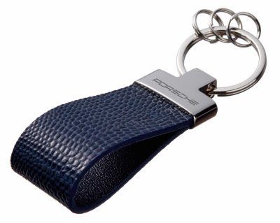 Кожаный брелок Porsche Premium Leather Keychain, Metall/Leather, Blue/Blue
