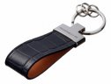 Кожаный брелок Porsche Premium Leather Keychain, Metall/Leather, Black/Cognac