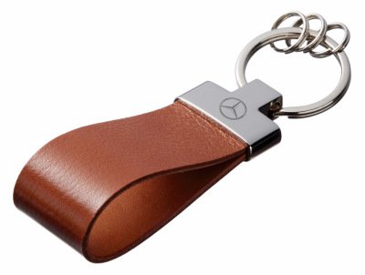 Кожаный брелок Mercedes-Benz Premium Leather Keychain, Metall/Leather, Cognac/Cognac