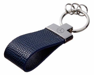 Кожаный брелок Mercedes-Benz Premium Leather Keychain, Metall/Leather, Blue/Blue