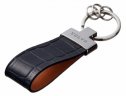 Кожаный брелок Volvo Premium Leather Keychain, Metall/Leather, Black/Cognac