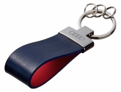 Кожаный брелок Audi Premium Leather Keychain, Metall/Leather, Blue/Red