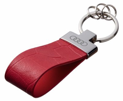 Кожаный брелок Audi Premium Leather Keychain, Metall/Leather, Red/Red