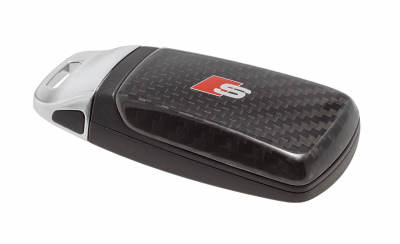 Карбоновая крышка для ключа Audi S Logo, Carbon Key Cover, Black, With chrome clip