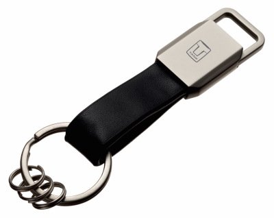 Кожаный брелок TANK Logo Keychain, Metall/Leather, Black/Silver