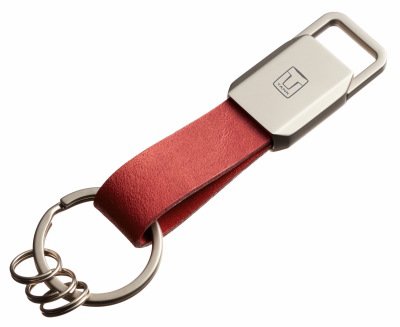 Кожаный брелок TANK Logo Keychain, Metall/Leather, Red/Silver