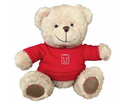 Мягкая игрушка медвежонок TANK Plush Toy Teddy Bear, Beige/Red