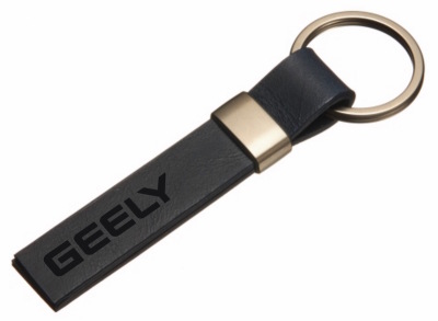 Кожаный брелок Geely Logo Keychain, Metall/Leather Saffiano 2, Black/Silver
