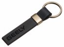 Кожаный брелок Geely Logo Keychain, Metall/Leather Saffiano 2, Black/Silver