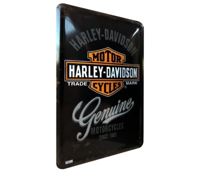 Металлическая открытка Harley-Davidson Genuine Logo, Metal Card, 10x14, Nostalgic Art